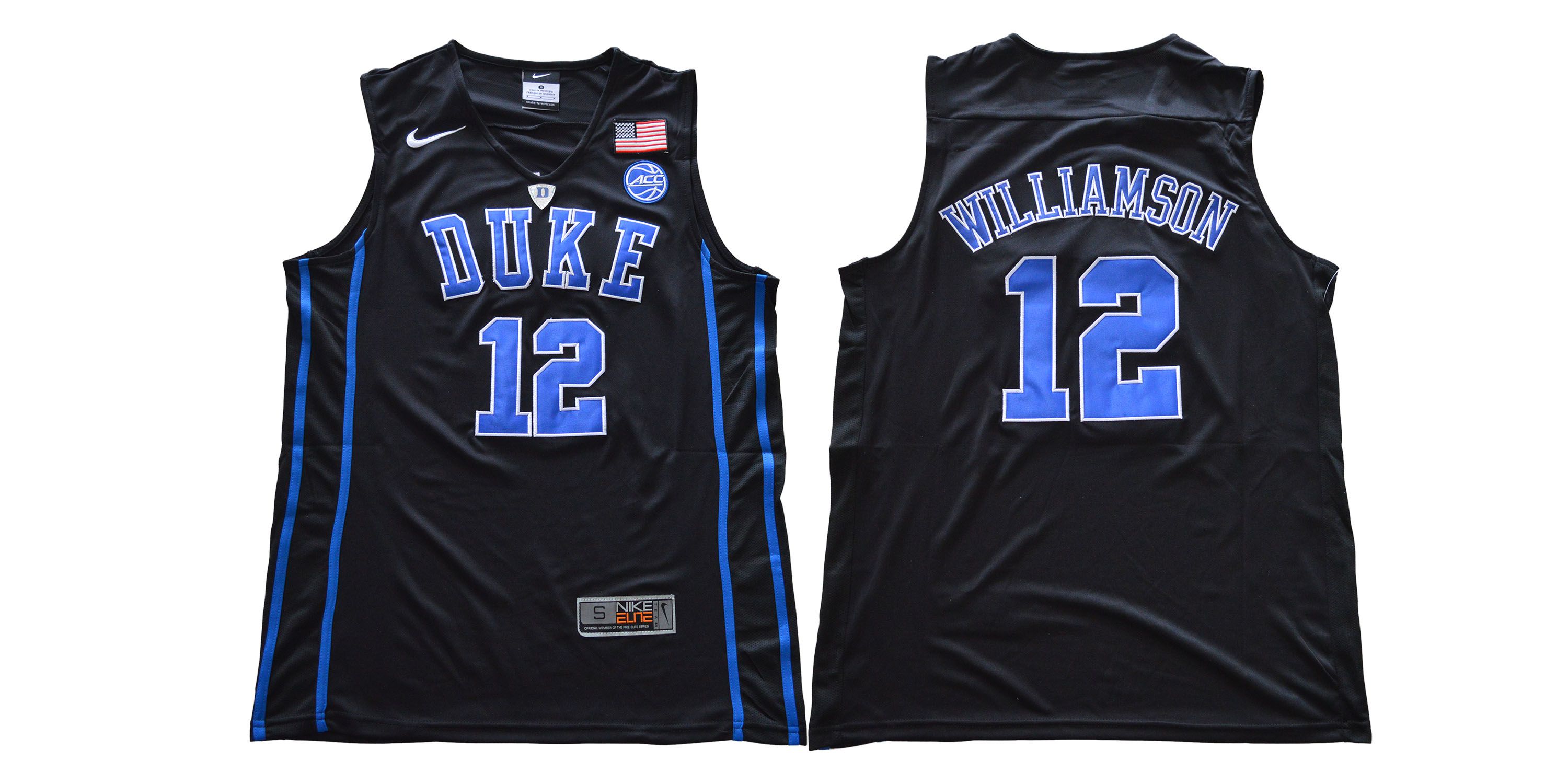 Men Duke Blue Devils #12 Williamson Black Nike NCAA Jerseys->->NCAA Jersey